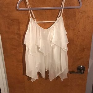 Women’s formal white ruffled tank top